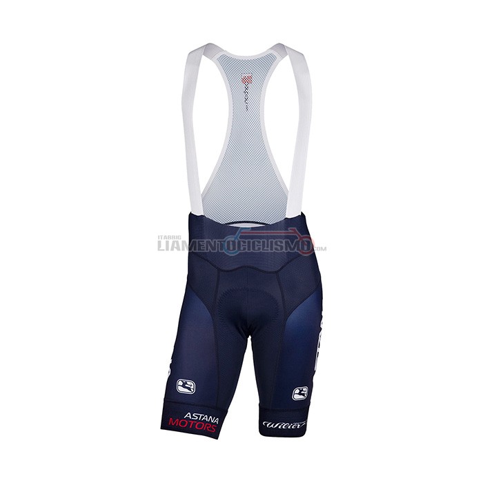Abbigliamento Ciclismo Astana Manica Corta 2022 Blu Giallo